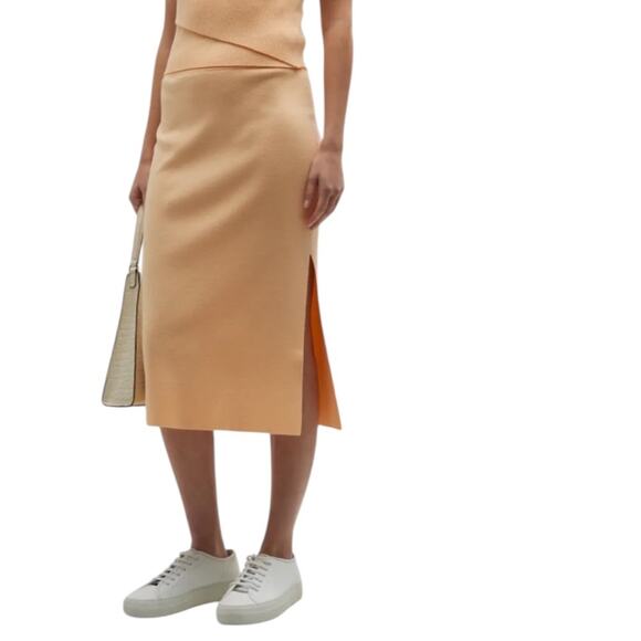 *NWOT Paige Elana Rib Knit Midi Skirt in Light Orange Peel – Sz L - Picture 1 of 6